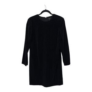 Theory Wynter Dot Long Sleeve Velvet Dress black size 8
